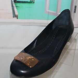 Brooks Brothers Navy Flats with Gold Detail